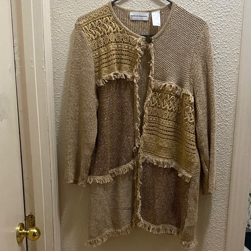 Alfred Dunne Knit Cardigan with Fringe size M